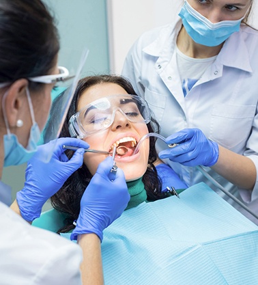 Woman getting a dental filling