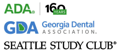 Logos for the American Dental Association the Georgia Dental Association and the Seattle Study Club