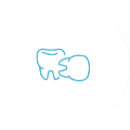 Upright tooth next to sideways tooth icon