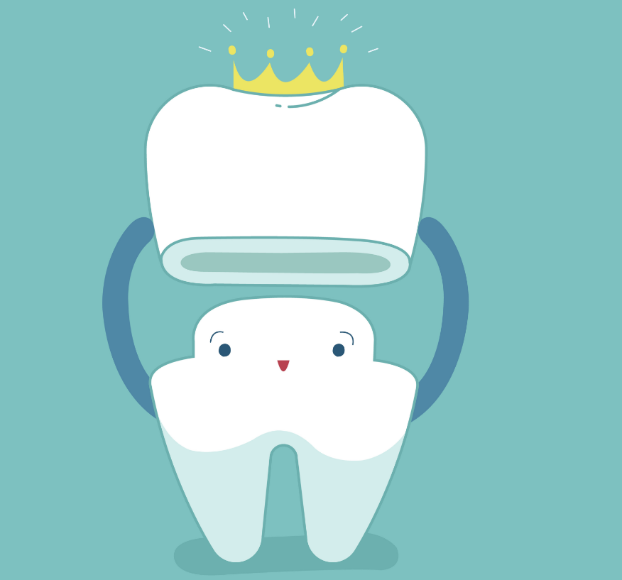 Cartoon tooth with crown